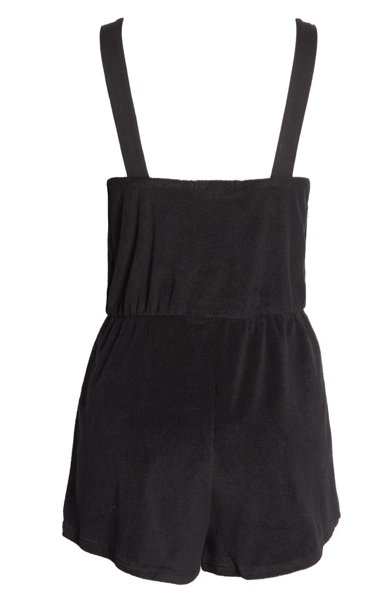 Topshop Sleeveless Square Neck Velour Cover-Up Romper, Alternate, color, 