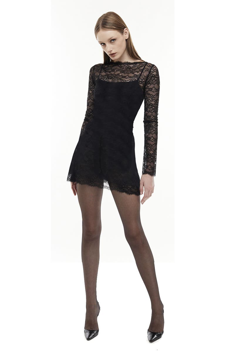 Mother of All Refaela Lace Mini Dress, Main, color, Black