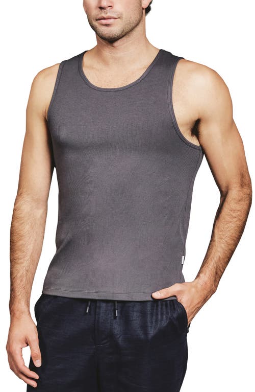 7 Diamonds Cotton & Modal Ribbed Tank In Gray