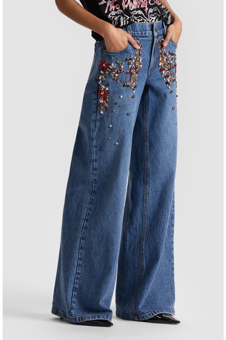 Amazing Crystal Detail Baggy Wide Leg Jeans, Alternate, color, BROOKLYN BLUE