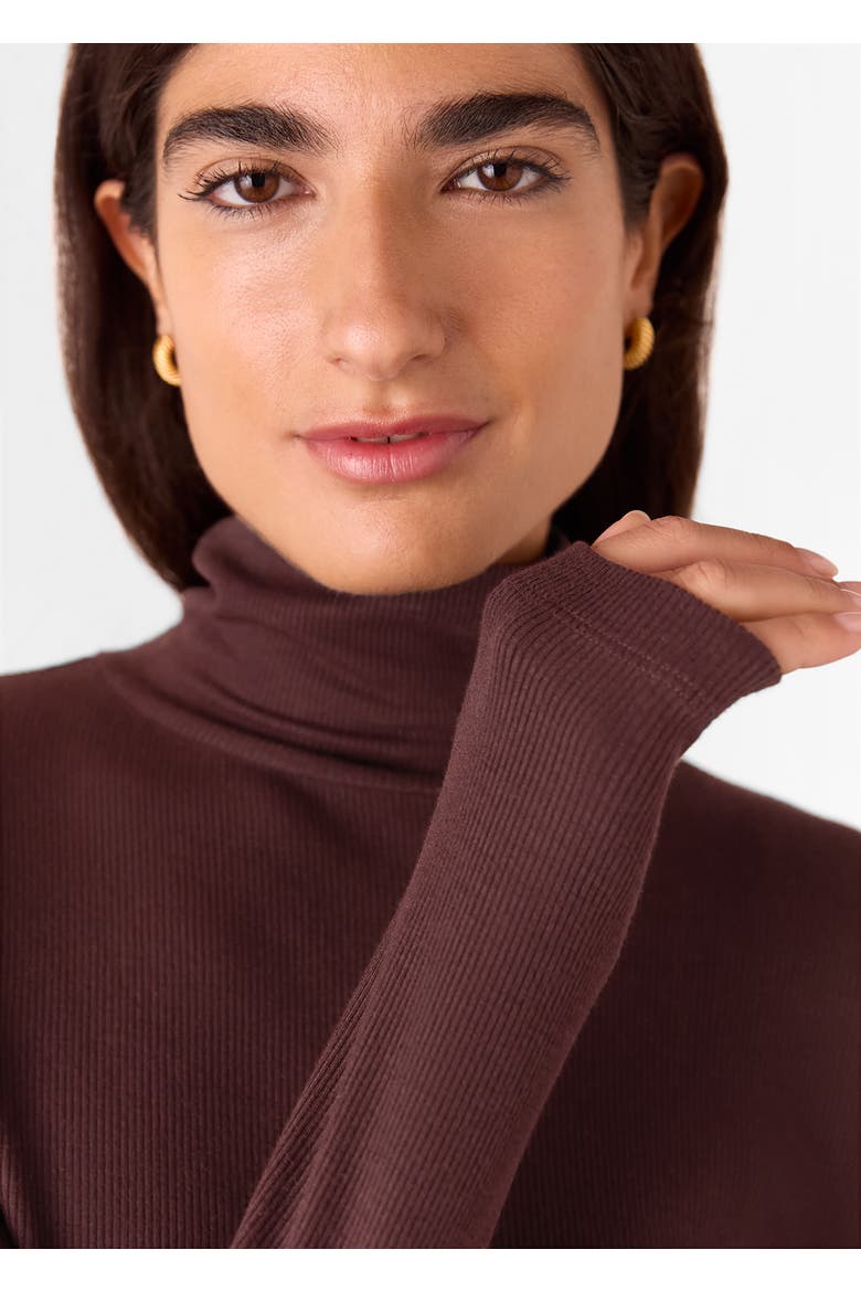 Essential Ribbed Roll Neck Top, Alternate, color, Burgundy