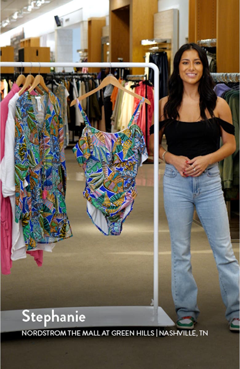 Neon Ruffle Off the Shoulder One-Piece Swimsuit, sales video thumbnail