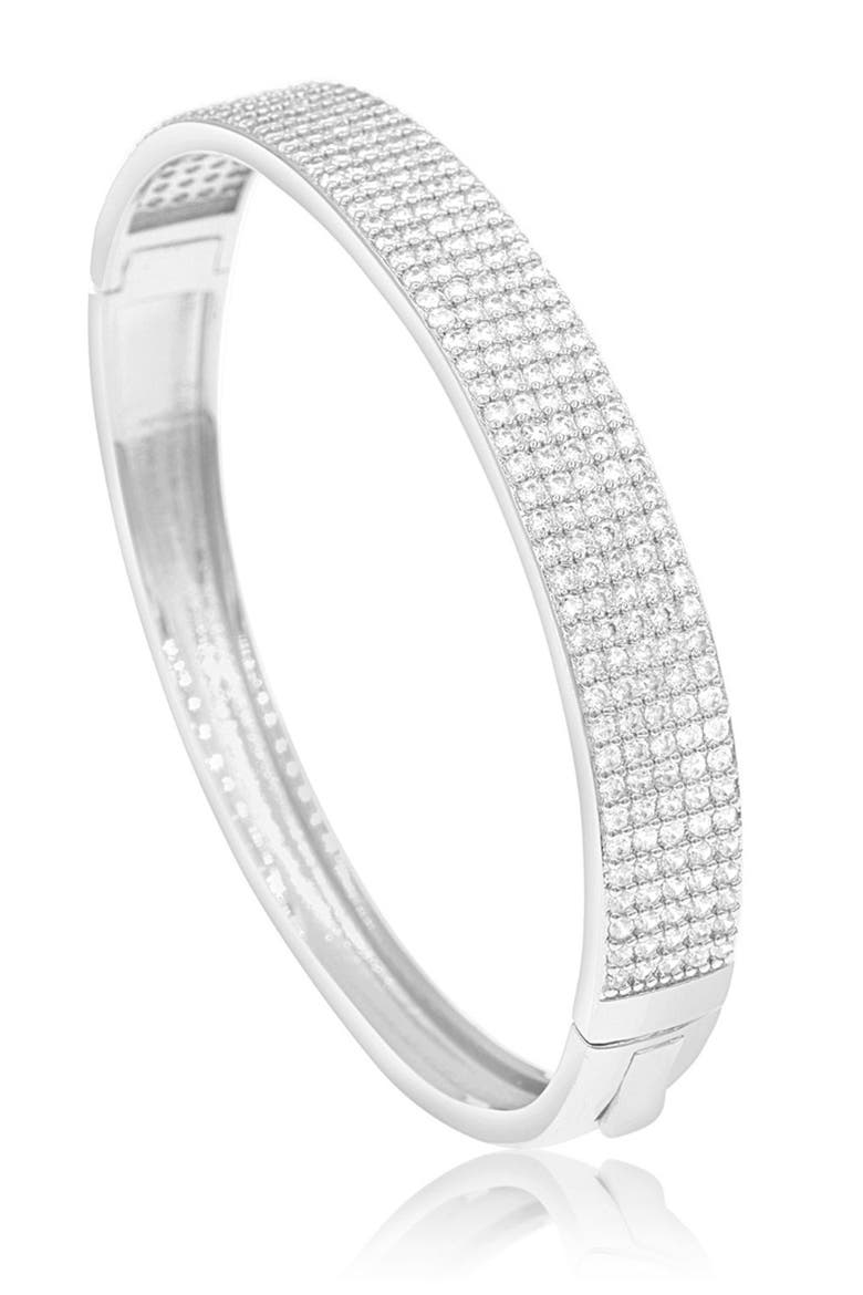 Five Row Pavé Bangle Bracelet, Alternate, color, SILVER