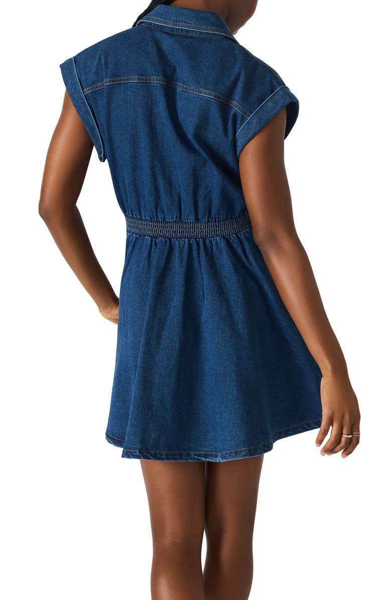 Steve Madden Tucker Cap Sleeve Denim Minidress, Alternate, color, Dark Blue