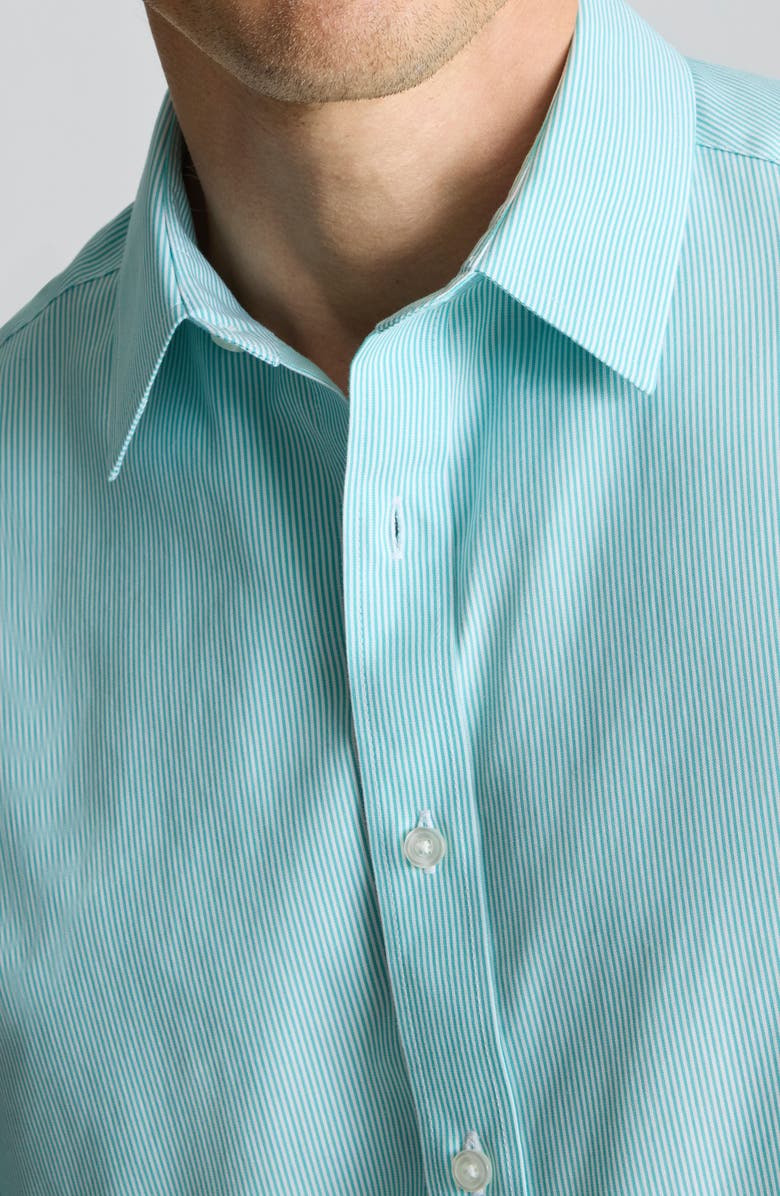 UNTUCKit Bordeaux Pinstripe Wrinkle Free Cotton Button-Up Shirt, Alternate, color, Baltic