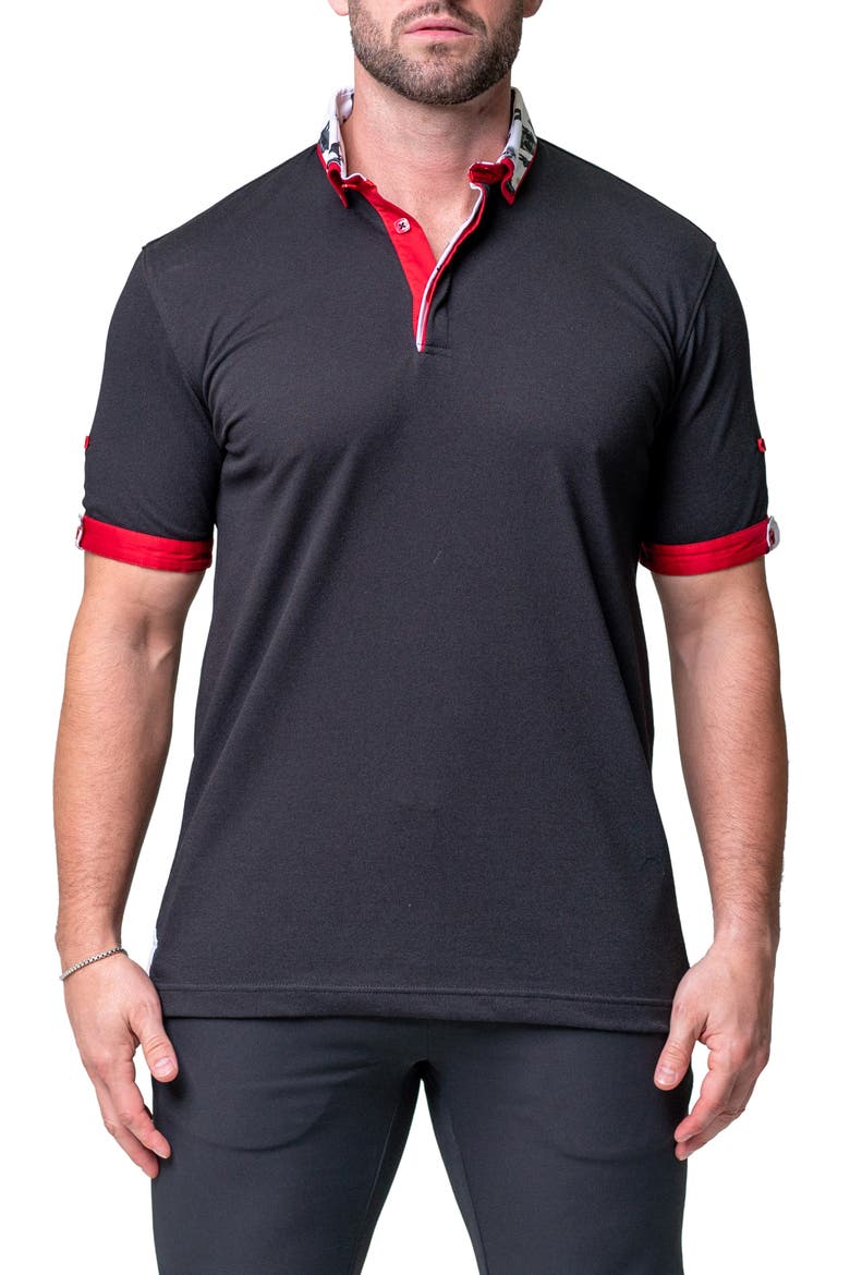 Mozartsoliddog Black Jersey Polo, Main, color, BLACK