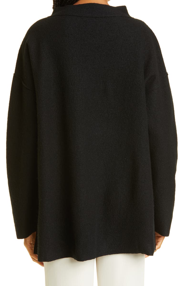 Eileen Fisher Funnel Neck Boxy Boiled Wool Sweater, Alternate, color,