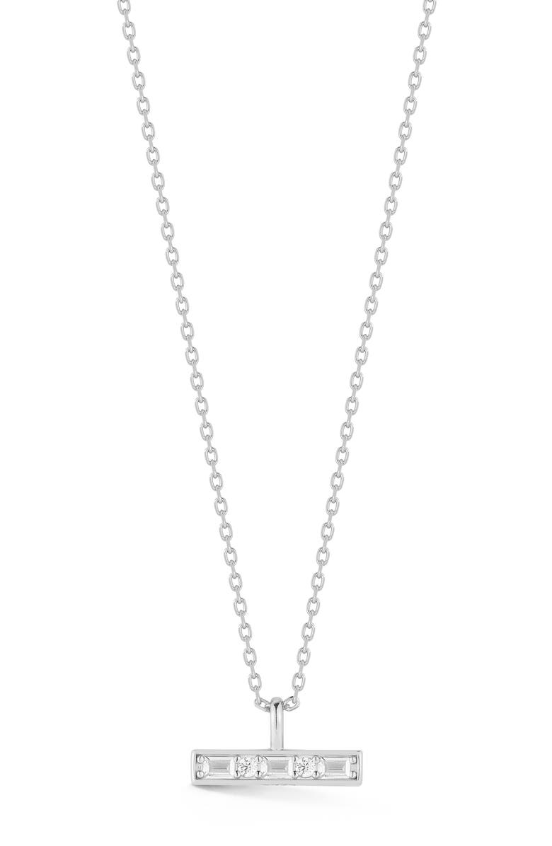 GLAZE JEWELRY Cubic Zirconia Bar Pendant Necklace, Main, color, Silver