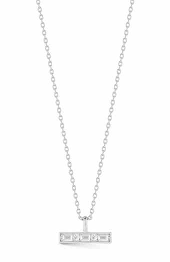 Cubic Zirconia Bar Pendant Necklace