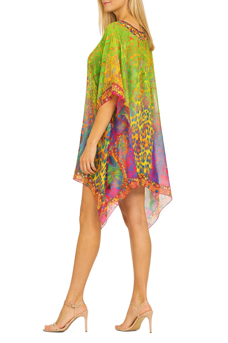 Animal Print Poncho, Alternate, color, GREEN