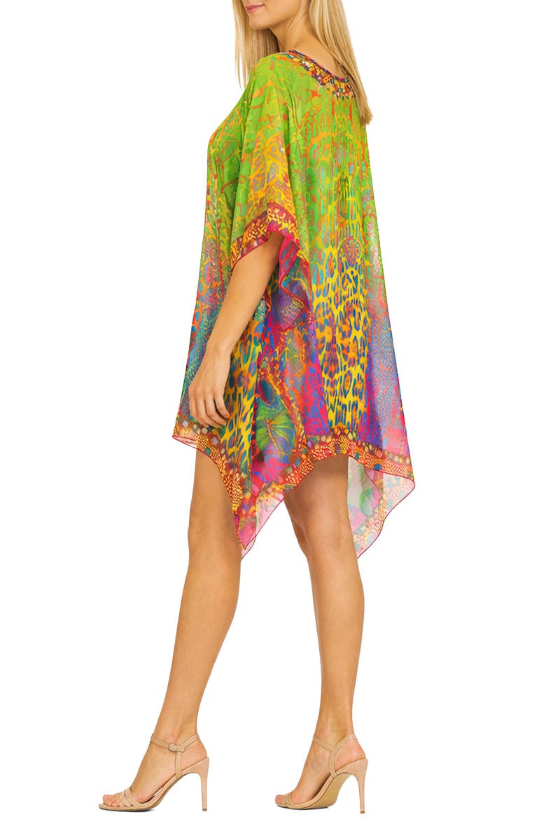 RANEES Animal Print Poncho, Alternate, color, Green