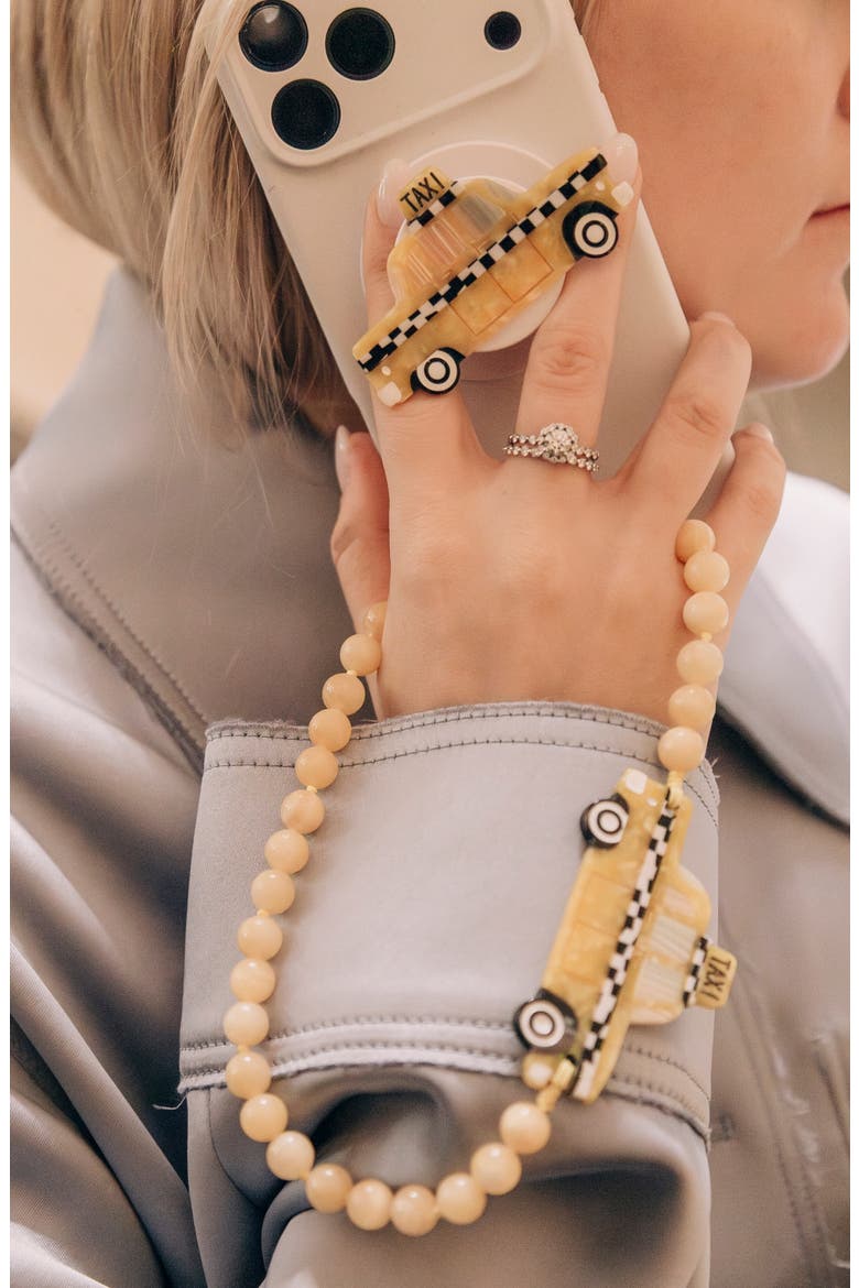 Taxi Beaded Phone Wrist Strap, Alternate, color, YELLOW