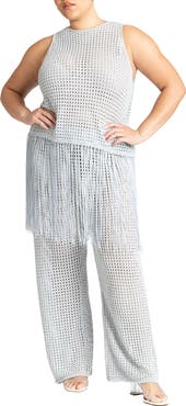 ELOQUII Metallic Crochet Pant