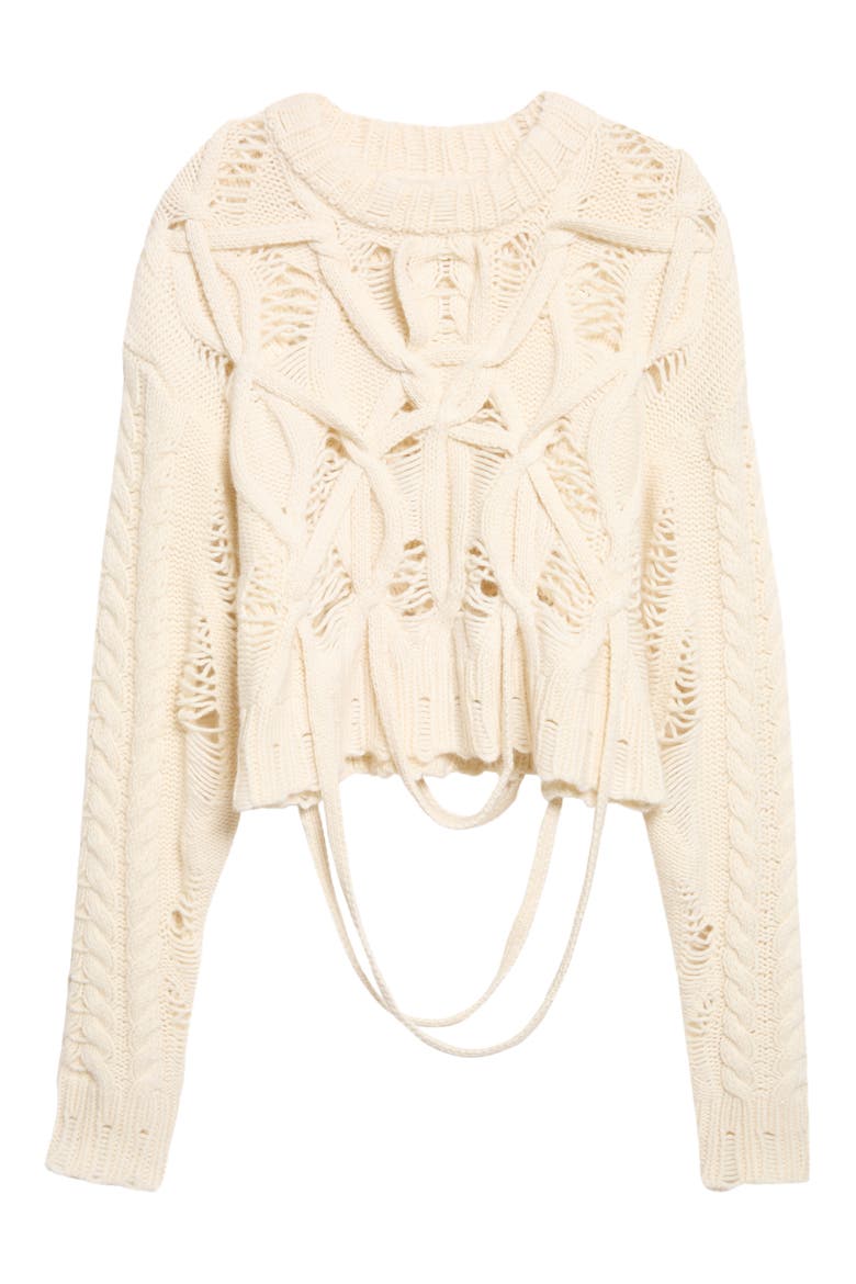Briar Merino Wool & Cashmere Cable Sweater, Alternate, color, IVORY