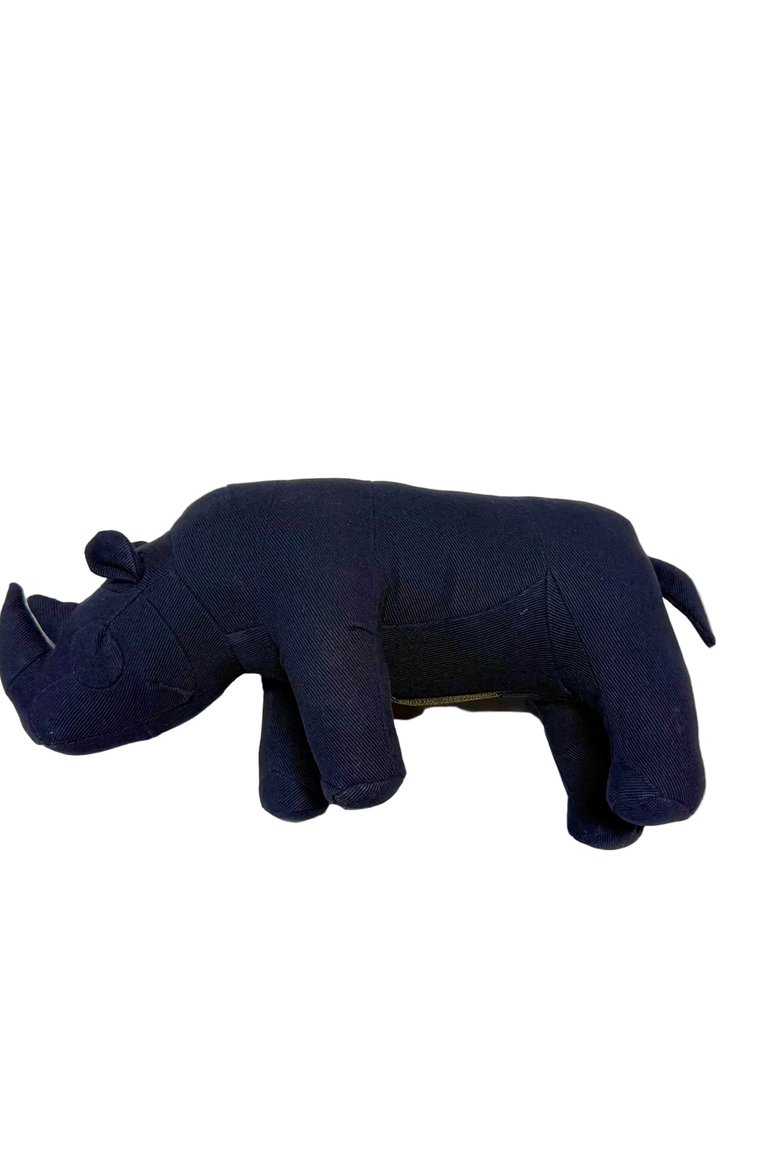 Vintage Fabric Stuffed Rhinoceros, Main, color, Navy Blue