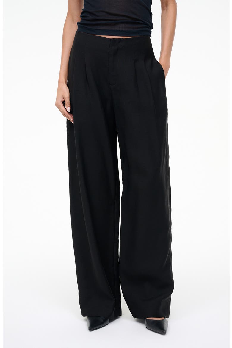 Pierre Pleated Wool Blend Wide Leg Pants, Main, color, BLACK