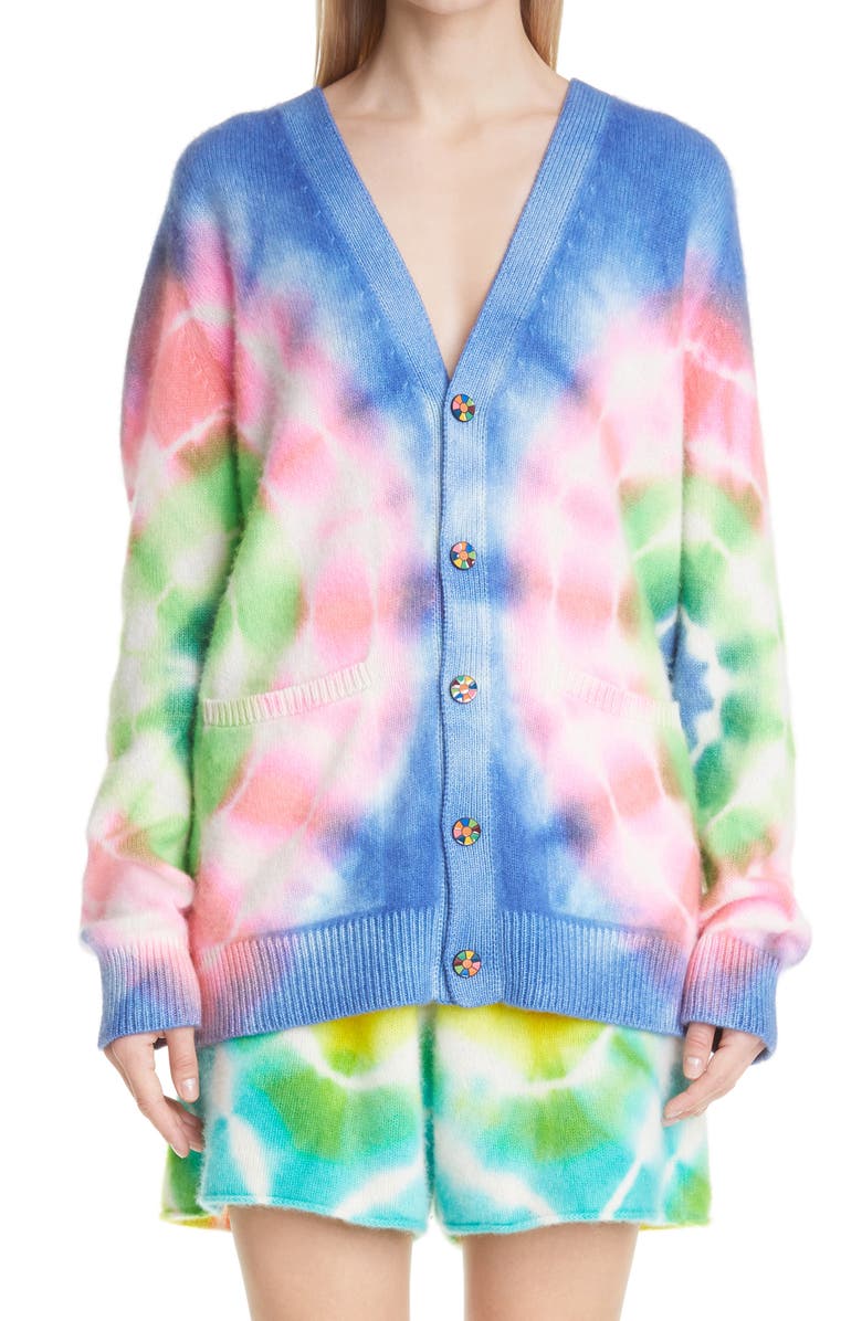 The Elder Statesman Olympus Tie Dye Cashmere Cardigan, Main, color, 