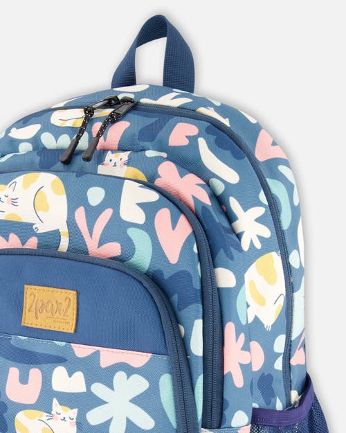 Deux Par Deux Little Kids Backpack Cat In Green