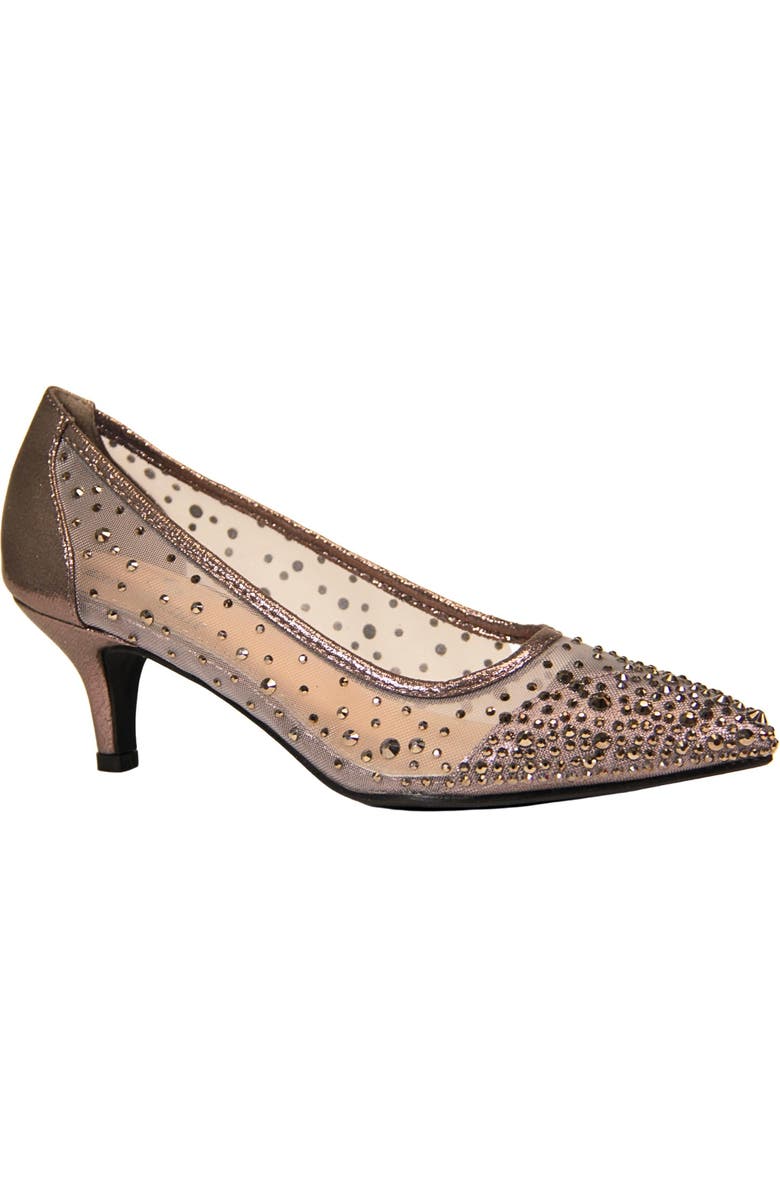 LADY COUTURE Rhinestone Kitten Heel Pump, Main, color, Pewter
