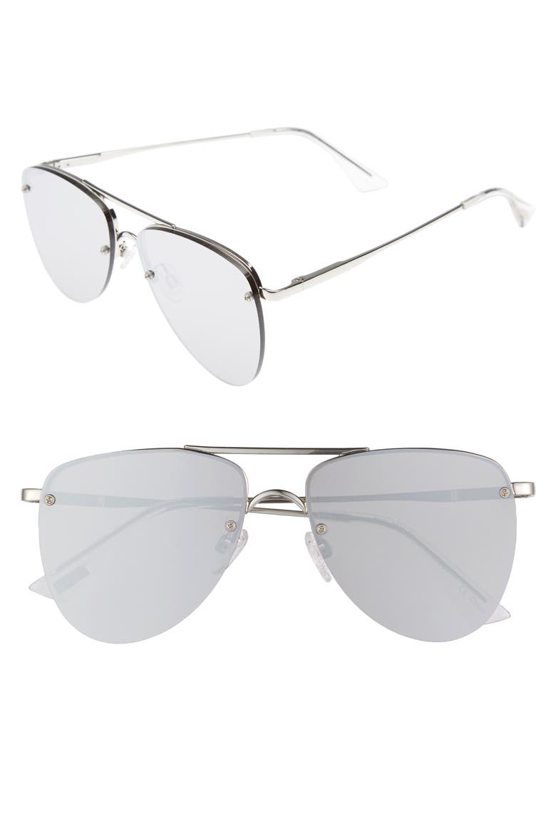 The Prince 57mm Aviator Sunglasses, Main, color, SILVER