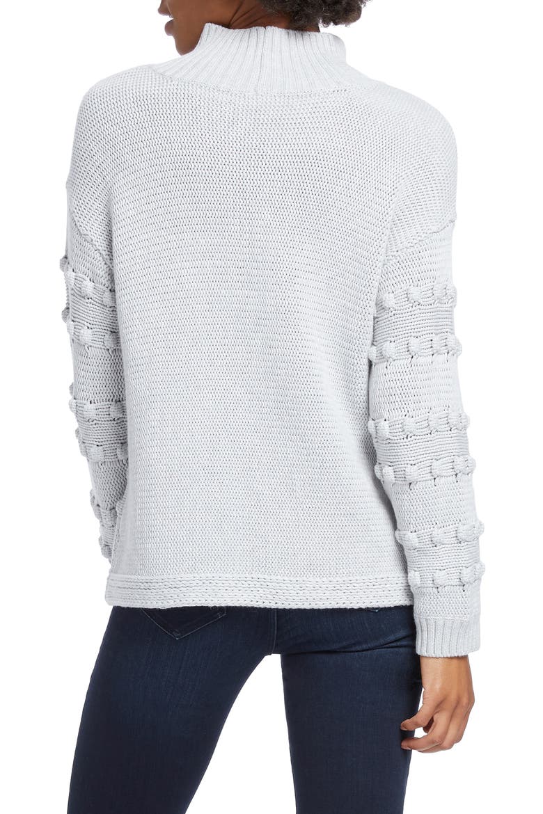 Adore A Ball Texture Stripe Turtleneck Sweater, Alternate, color, LIGHT GREY