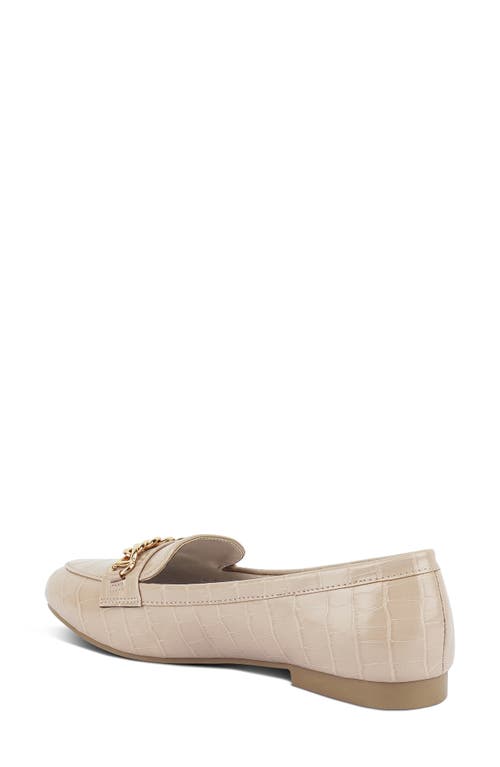 London Rag Bro Zone Croc Embossed Chain Detail Loafer In Beige