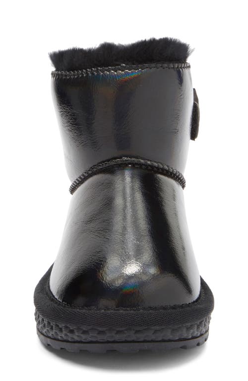 Doe A Dear Kids' Rhinestone Tassel Faux Fur Trim Boot In Black