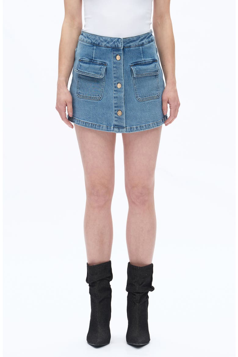High Waist Culotte Denim Skort, Main, color, MEDIUM BLUE