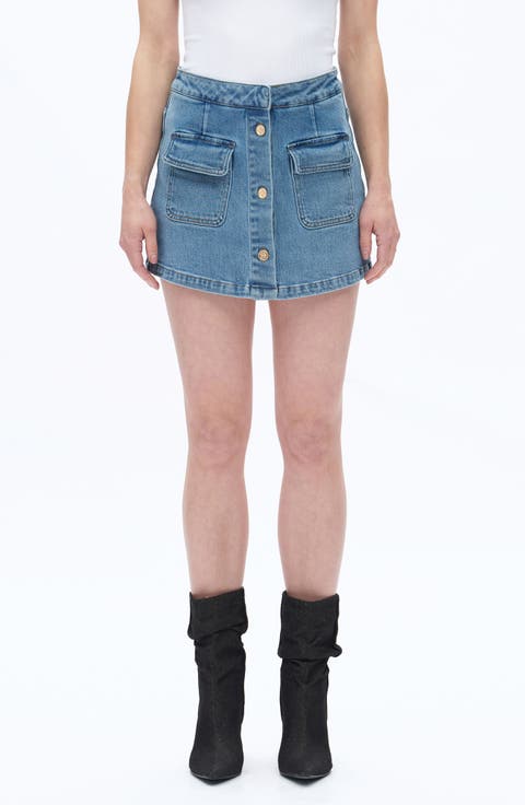High Waist Culotte Denim Skort