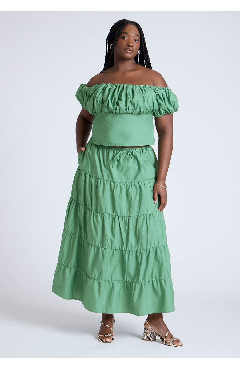 ELOQUII Tiered Maxi Skirt, Main, color, Starlight Blue