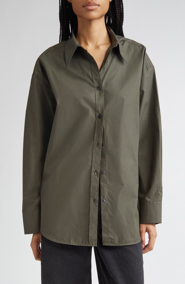 TEURN STUDIOS Oversize Cotton Poplin Button-Up Shirt, Main, color, 