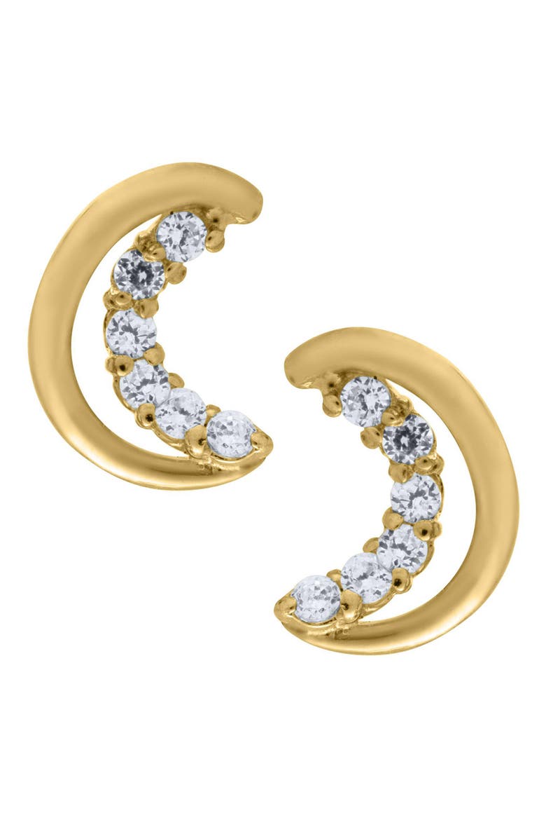 14k Gold Half Moon Earrings, Main, color, GOLD