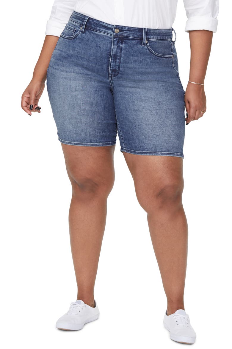 Ella Side Slit Denim Shorts, Main, color, LAZARO
