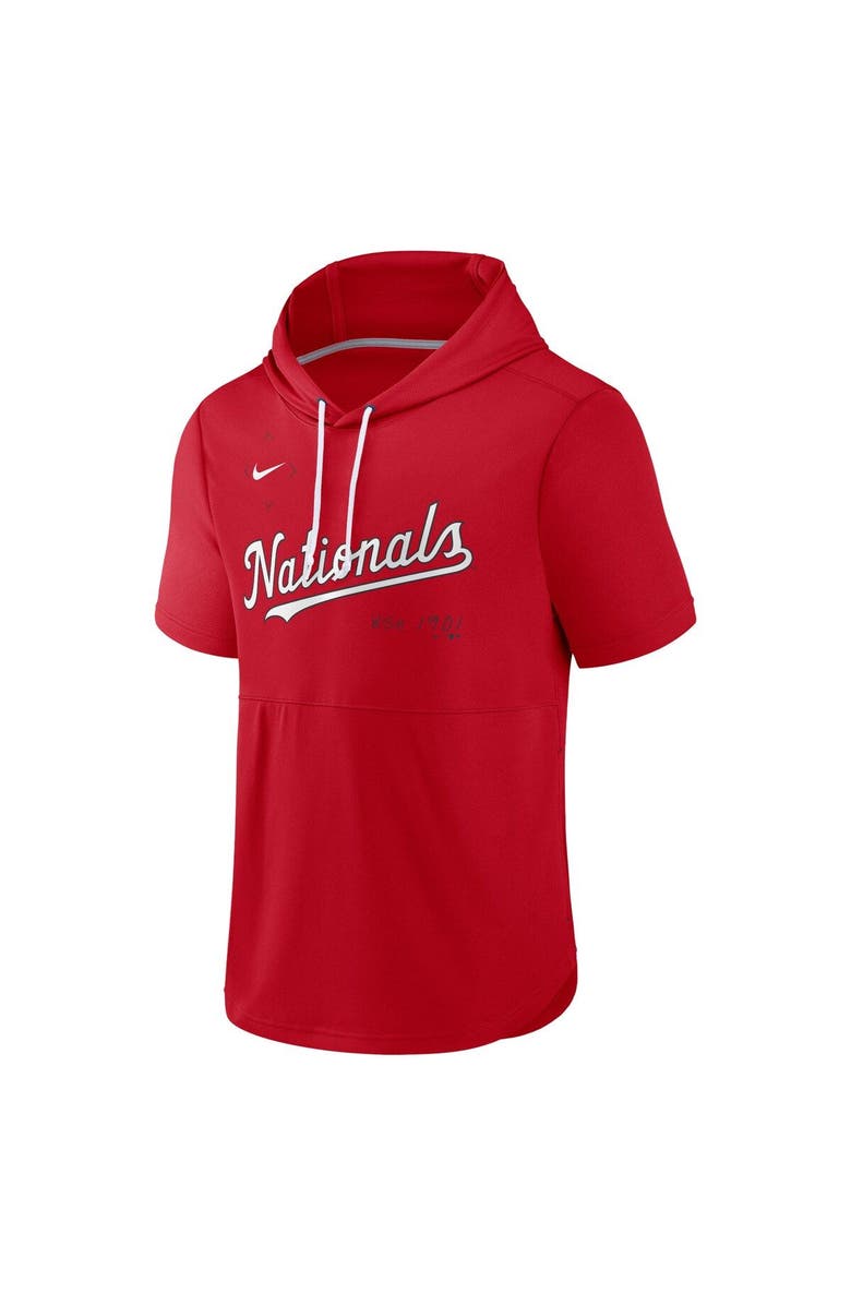 Nike Men's Nike Red Washington Nationals Springer Short Sleeve Team Pullover Hoodie, Alternate, color, Red