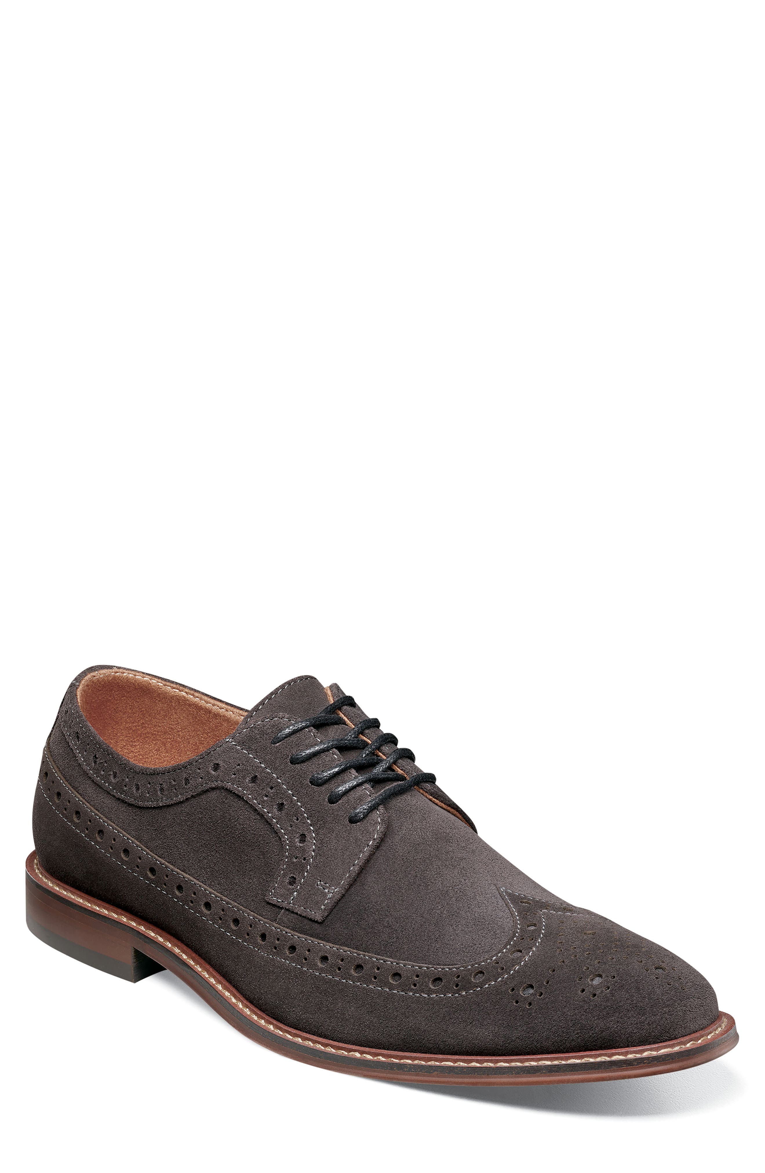Stacy Adams Marligan Suede Longwing Derby, Main, color, Dark Gray