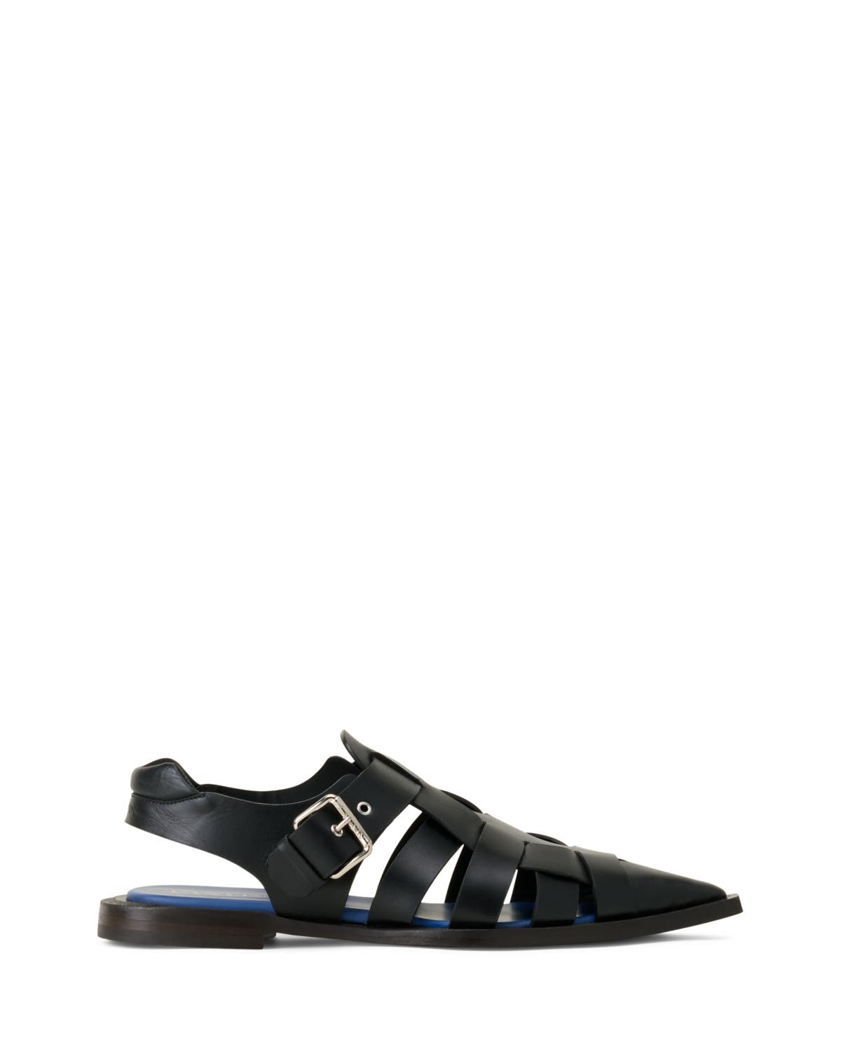 Lanvin Pointed-Toe Leather Sandals, Main, color, Black