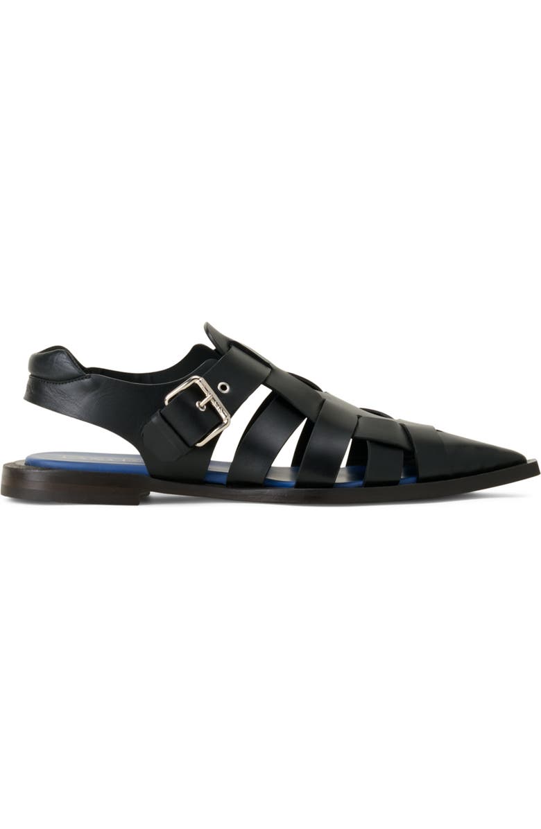 Lanvin Pointed-Toe Leather Sandals, Main, color, Black