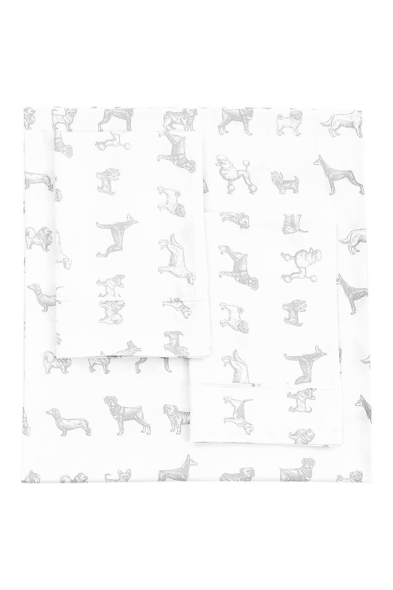 Dog 400 Thread Count Cotton Sheet Set, Main, color, GREY