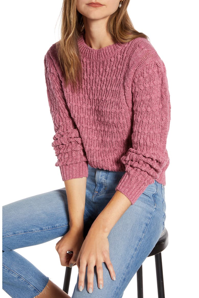 Cable Sweater (Nordstrom Exclusive), Main, color, PINK HEATHER