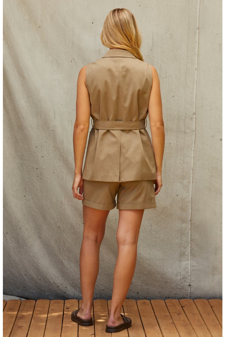 Belted Sleeveless Blazer, Alternate, color, Taupe