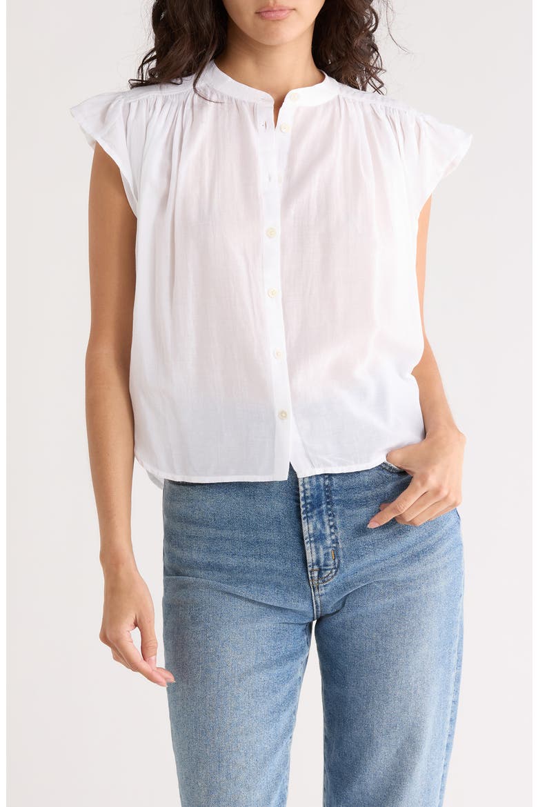 Flutter Sleeve Top, Main, color, WHITE