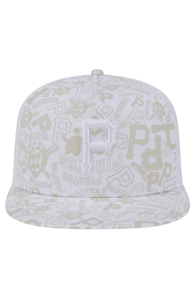 New Era Men's New Era White Pittsburgh Pirates Logo Dunes A-Frame Trucker 9FIFTY Snapback Hat, Alternate, color, White