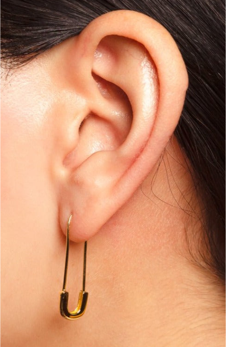 Little Sky Stone Safety Pin Earrings, Alternate, color, Gold