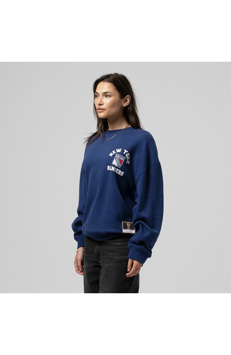 Mitchell 
Ness Women
s Mitchell 
Ness Blue New York Rangers Vintage Crewneck Sweatshirt, Main, color, Blue