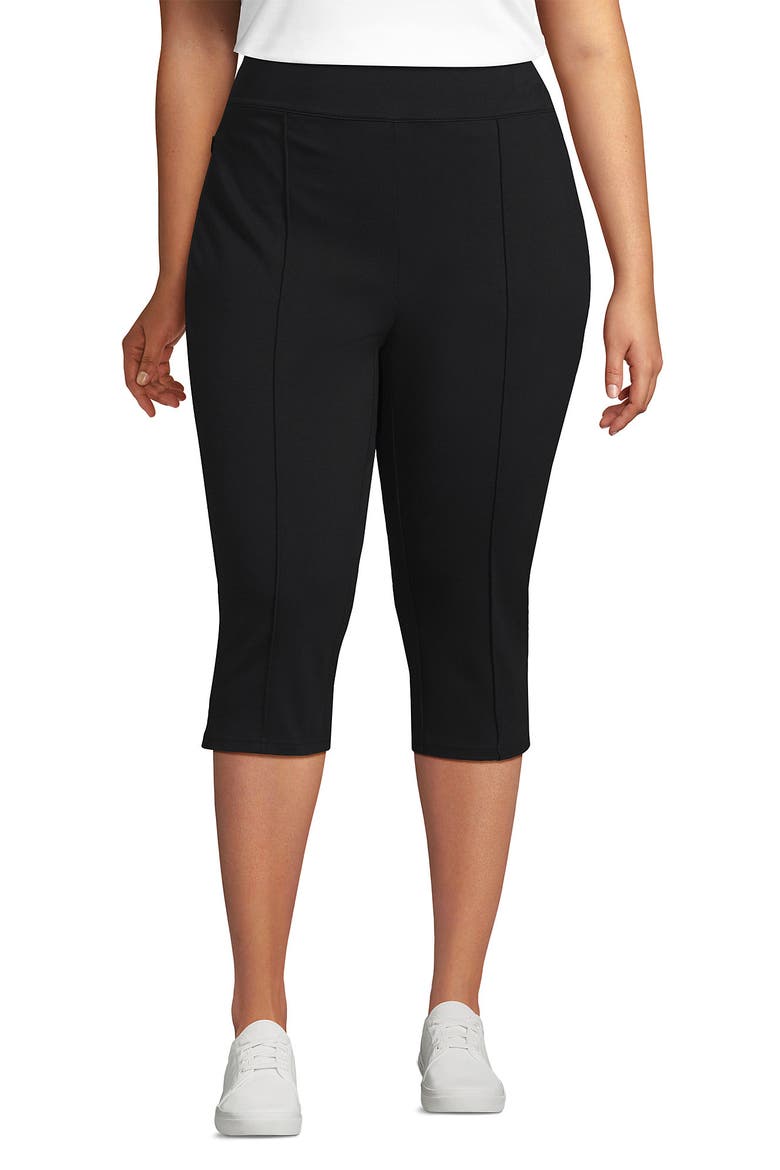 Plus Size Starfish High Rise Pintuck Capri Pants, Main, color, Black