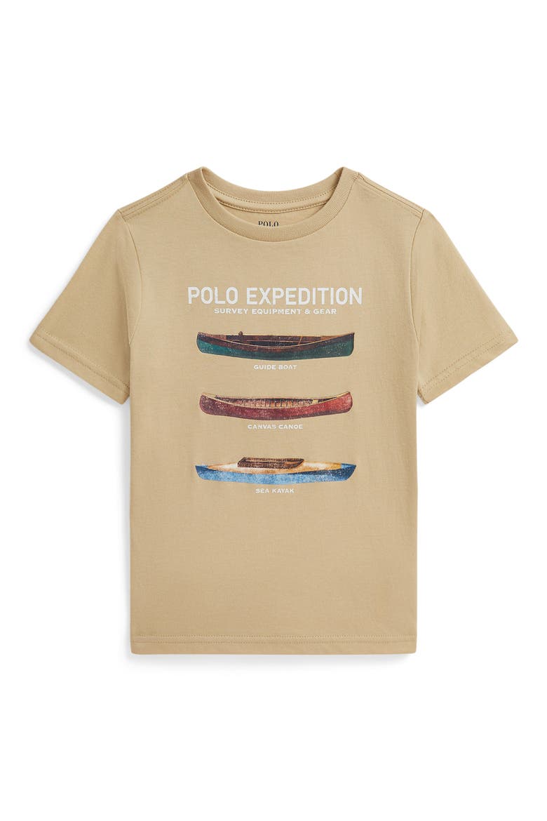 Kids' Cotton Jersey Graphic T-Shirt, Main, color, TALLOW CREAM