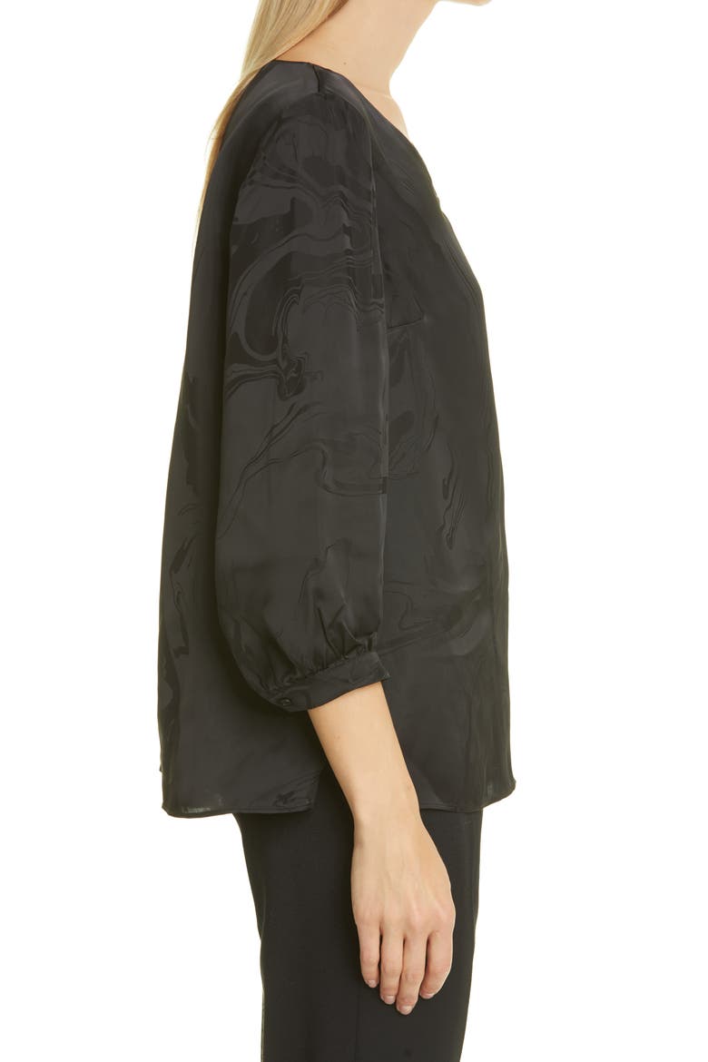 Arnette Jacquard Satin Blouse, Alternate, color, BLACK