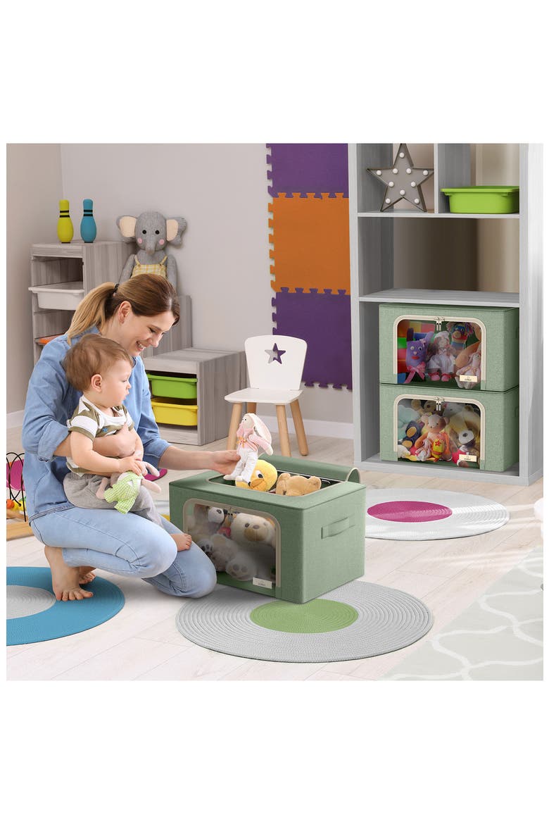 6-Pack Medium Foldable Storage Bins, Alternate, color, TEAL