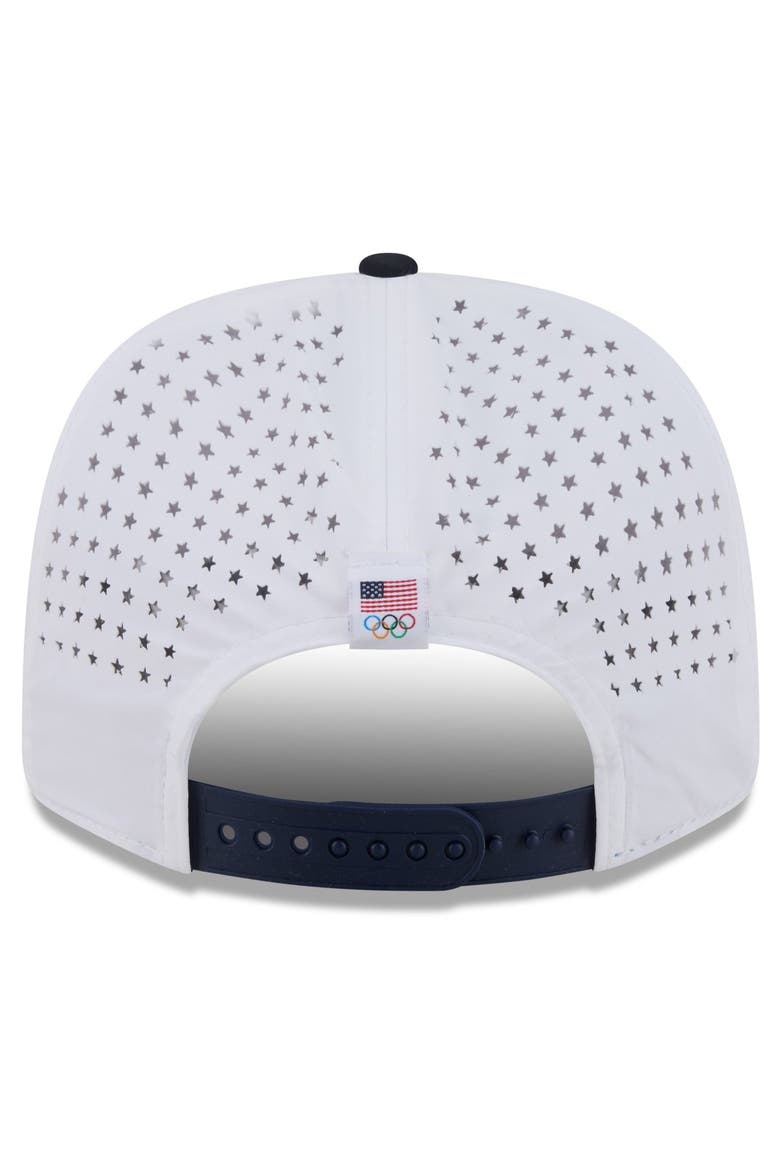 Men's New Era  White/Black Team USA Perforated Stars 9SEVENTY Adjustable Hat, Alternate, color, White