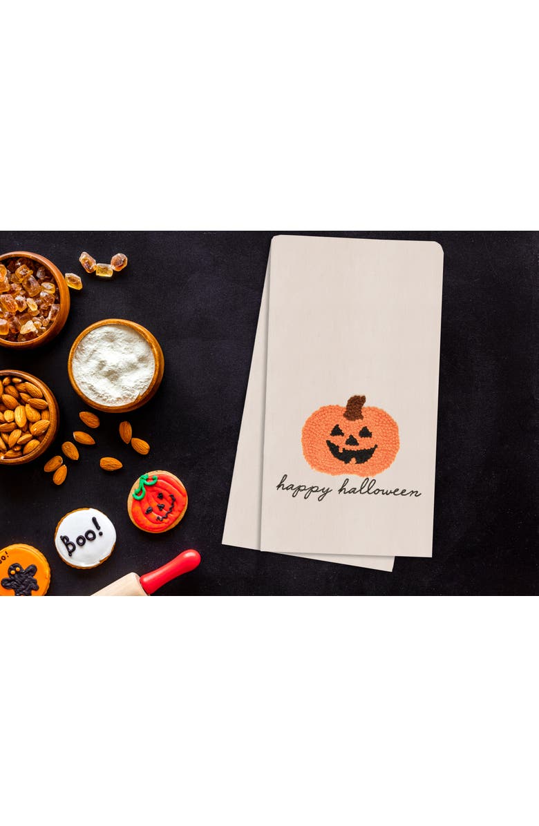 C&F Home Pumpkin Jack O' Lantern French Knot Cotton Halloween Dishtowel, Alternate, color, 